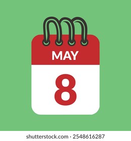 May 8 Calendar icon vector illustration.