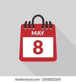 May 8 Calendar icon vector illustration.