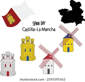 may 8 is castile la mancha spain day vector illustration. Good for banner, poster, greeting card, party card, invitation, template, advertising, campaign, and social media.