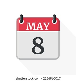 May 8 - Daily Calendar Icon in flat design style