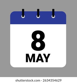 May 8 - Daily Calendar Icon - White Background