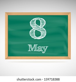 May 8, day calendar, school board, date