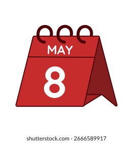 may 8 desk calendar vector on white background
Vector red calendar flat icon