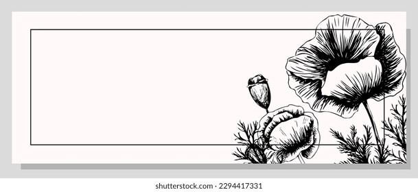 May 9. Banner for Victory Day. Symbolic red poppy on a white background. Vector illustration. Victory day poster. Poppy flower symbol of memory. World War II