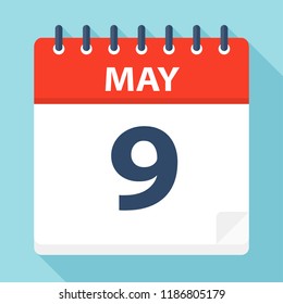 May 9 - Calendar Icon - Vector Illustration