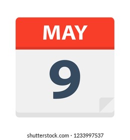 May 9 - Calendar Icon - Vector Illustration