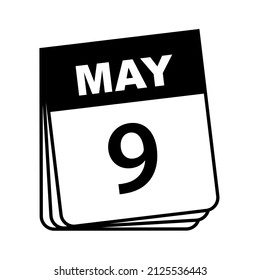 9 de mayo. Icono de calendario. Ilustración vectorial.