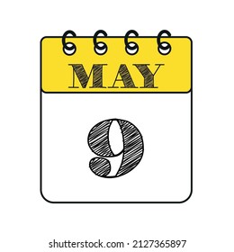 May 9 calendar icon. Vector illustration in flat style.