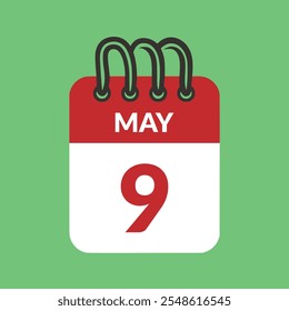 9 de maio - Ilustração do vetor de ícones do calendário.