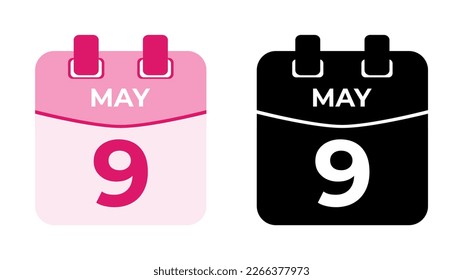 May 9 flat daily spiral calendar icon date vector image in matching color scheme. Suitable and perfect for design material, such as event or reminder. The best editable graphic resources.