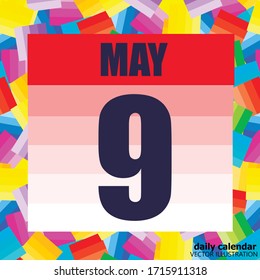 May 9 icon. For planning important day. Banner for holidays and special days. Ninth may vector illustration.