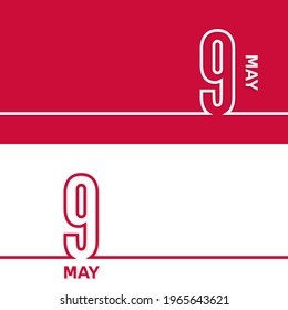 May 9. Set of vector template banners for calendar, event date.