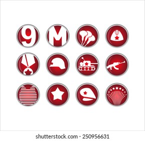 May 9, victory day, icon set