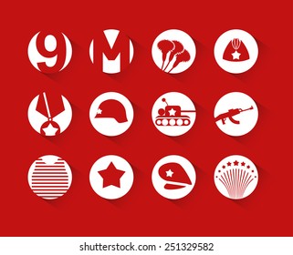 May 9, victory day, icon set