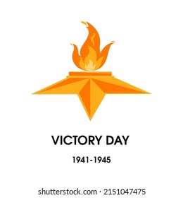 May 9. Victory Day. Russian holiday. Vector illustration isolated on white background. Eternal flame. Great gift card.