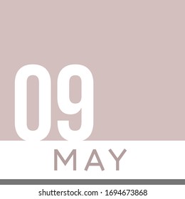 9. Mai Minimale Kalender neutrale Farbe. Vektorillustration
