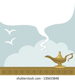 May All Your Wishes Come True. Magic lamp and space for text