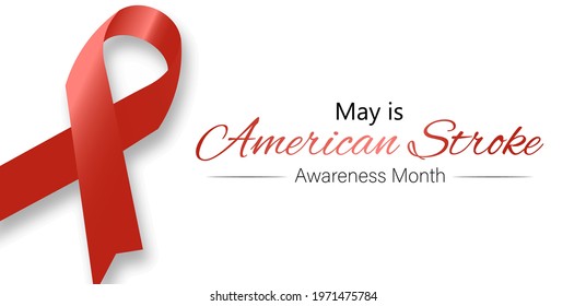 May Is American Stroke Awareness Month Vector Illustration With Red Ribbons.