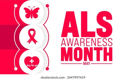 May is amyotrophic lateral sclerosis ALS Awareness Month background template. Holiday concept. use to background, banner, placard, card, and poster design template with text inscription