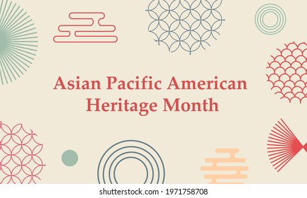 May Asian American And Pacific Islander Heritage Month. Illustration With Text, Chinese Pattern. Asia Pacific American Heritage Month