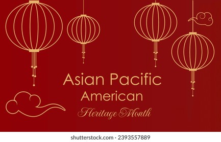 May Asian American and Pacific Islander Heritage Month. Illustration with text, Chinese pattern. Asia Pacific American Heritage Month, Vector