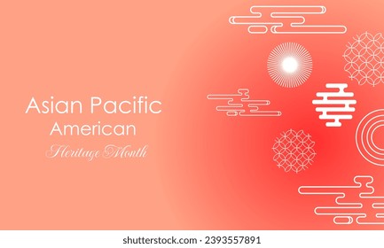 May Asian American and Pacific Islander Heritage Month. Illustration with text, Chinese pattern. Asia Pacific American Heritage Month, Vector