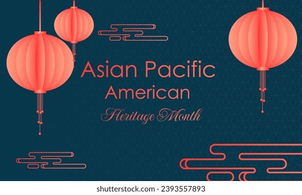 May Asian American and Pacific Islander Heritage Month. Illustration with text, Chinese pattern. Asia Pacific American Heritage Month, Vector