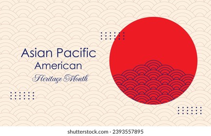 May Asian American and Pacific Islander Heritage Month. Illustration with text, Chinese pattern. Asia Pacific American Heritage Month, Vector