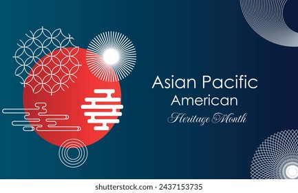 Mayo Mes del Patrimonio Asiático Estadounidense e Isleño del Pacífico. Ilustración con texto, patrón chino. Asia Pacífico Mes de la herencia americana, Vector