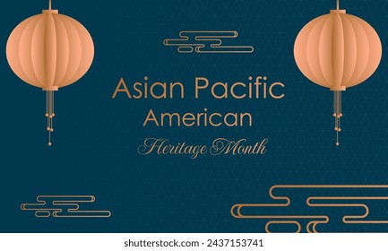 Mayo Mes del Patrimonio Asiático Estadounidense e Isleño del Pacífico. Ilustración con texto, patrón chino. Asia Pacífico Mes de la herencia americana, Vector