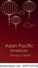 Mayo Mes del Patrimonio Asiático Estadounidense e Isleño del Pacífico. Ilustración con texto, patrón chino. Asia Pacífico Mes de la herencia americana, Vector