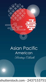 In: Asian American and Pacific Islander Heritage Month. Illustration mit Text, chinesisches Muster. In: Asia Pacific American Heritage Month, Vector