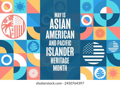 May is Asian American and Pacific Islander Heritage Month. Holiday concept. Template for background, banner, card, poster with text inscription. Vector EPS10 illustration