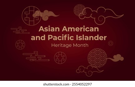 May Asian American and Pacific Islander Heritage Month. Illustration with text, Chinese pattern. Asia Pacific American Heritage Month, Vector
