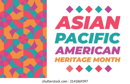 El mes de mayo es el Mes del Patrimonio Asiático-Norteamericano (APAHM), que celebra los logros y contribuciones de los asiático-americanos y los habitantes de las islas del Pacífico en Estados Unidos. Afiche, concepto de pancarta. EPS 10.