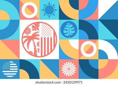 May is Asian Pacific American Heritage Month. Seamless geometric pattern. Template for background, banner, card, poster. Vector EPS10 illustration