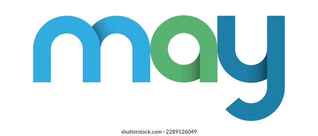 MAY blue and green vector typography banner