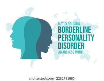 May is Borderline Personality Disorder Awareness Month vector. Man face with different emotions silhouette icon vector. Sad and happy face in profile graphic design element. Important day