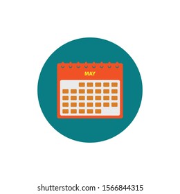 May Calendar Icon. Button style vector EPS.