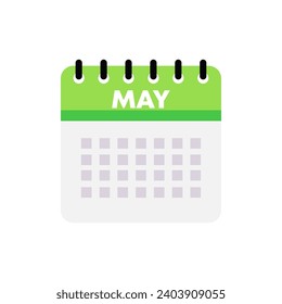 Kann Kalendersymbol. Flat, grün, Kalender mit Monat Mai, Wand Kalender Symbol. Vektorsymbol