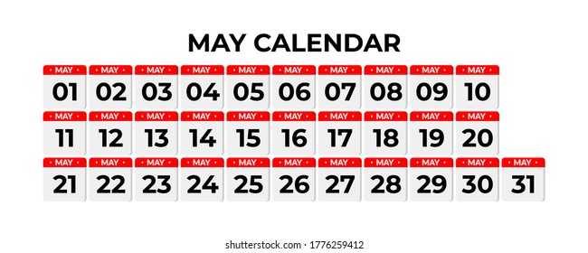 May calendar, calendar set icon with shadow