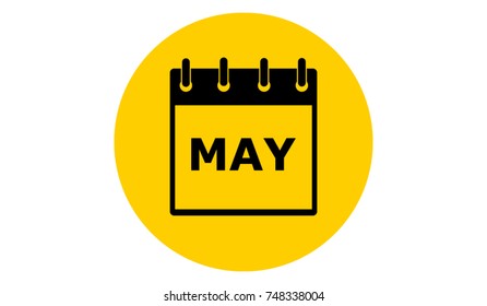 may calendar yellow vector icon