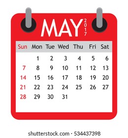 May Calender Vector Illustration Stock Vector (Royalty Free) 534437398 ...