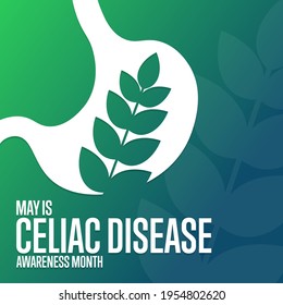 May is Celiac Disease Awareness Month. Holiday concept. Template for background, banner, card, poster with text inscription. Vector EPS10 illustration