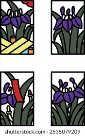 Pode cor mini conjunto de ícone hanafuda