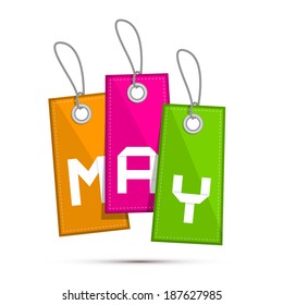 May Colorful Discount Sale Paper Label, Tag With Strings