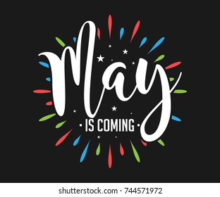 May Is Coming - Firework - Vector for greeting, welcome, new month