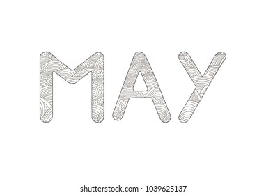 May. Creative hand drawn letters. Coloring page. Vector illustration