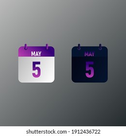 May daily calendar icon in flat design style. Vector illustration in light and dark design. 