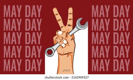 May day - 1st Of MAY Winner hand with French key to Happy Labor Day